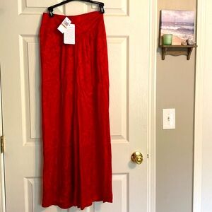 Band Of The Free THADDEA RUBY RED WIDE LEG PANTS size small- new